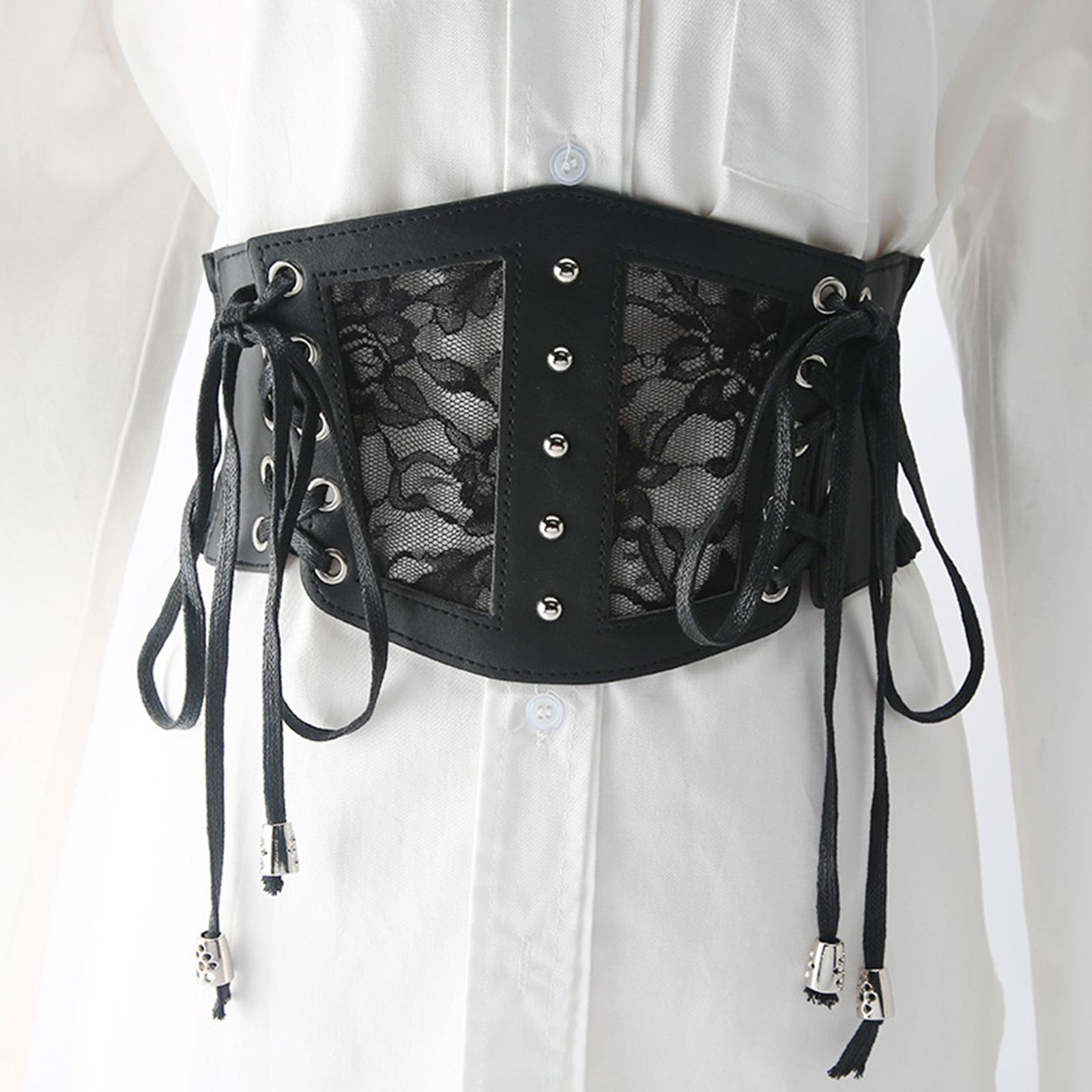 Women Belt, Lace-up Belt, Party Elastic Wide Belt, Black Corset Elastic Waist Belt for Party Wedding