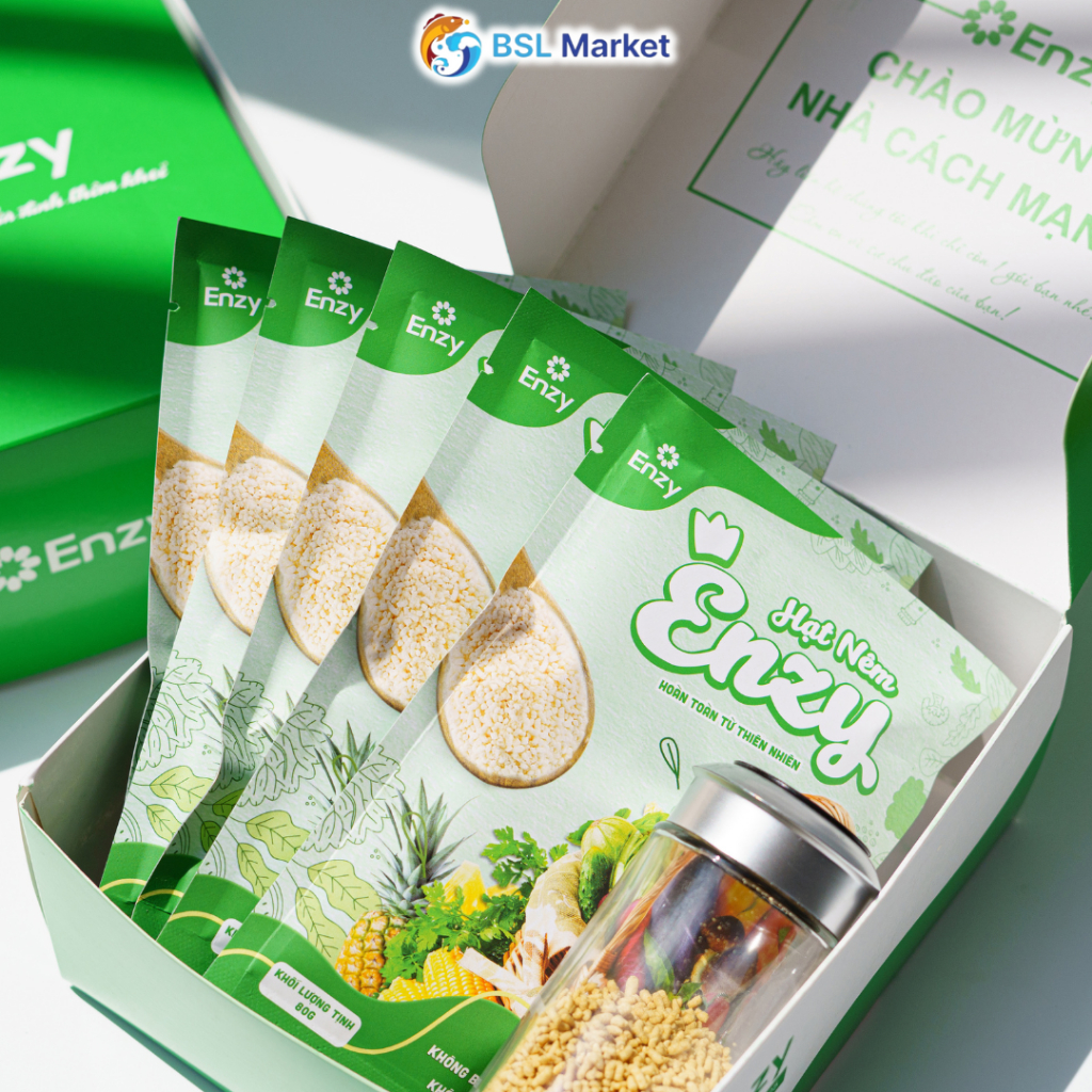 Hạt nêm không bột ngọt Enzy hoàn toàn từ thiên nhiên tốt cho sức khỏe gói 220g