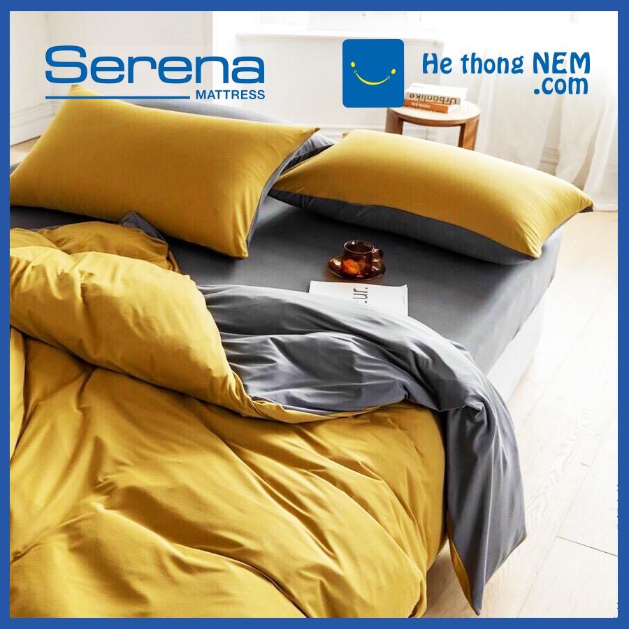 Bộ chăn ga gối SERENA cao cấp 5 món chăn ga gối Cotton Tici chần bông – Hệ Thống Nệm