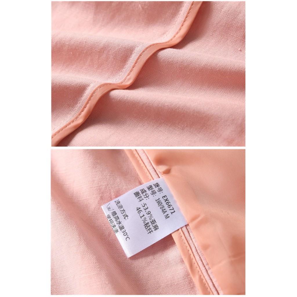 Combo Áo Blazer Linen Hồng Pastel Tay Lỡ Hàn Quốc Cao Cấp + Áo Dây