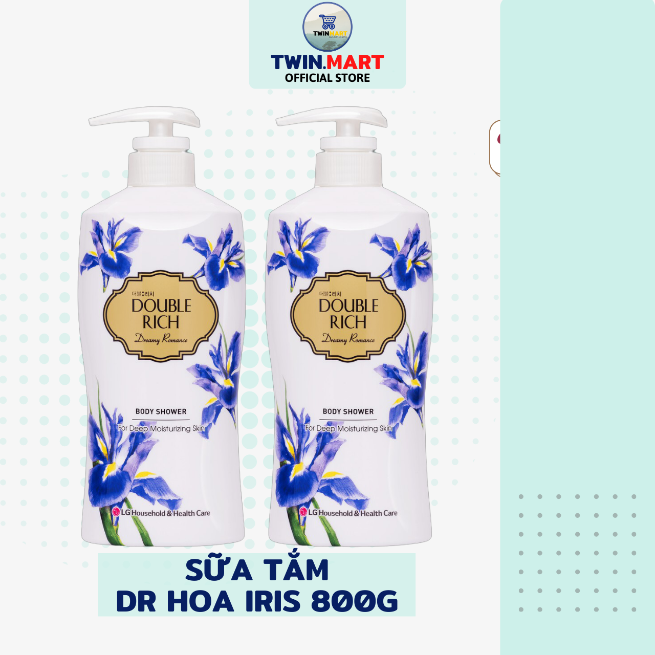 DATE XA Sữa Tắm Double Rich hương hoa tự nhiên Hàn Quốc - 800g - Hương Hoa Iris Dreamy Romance