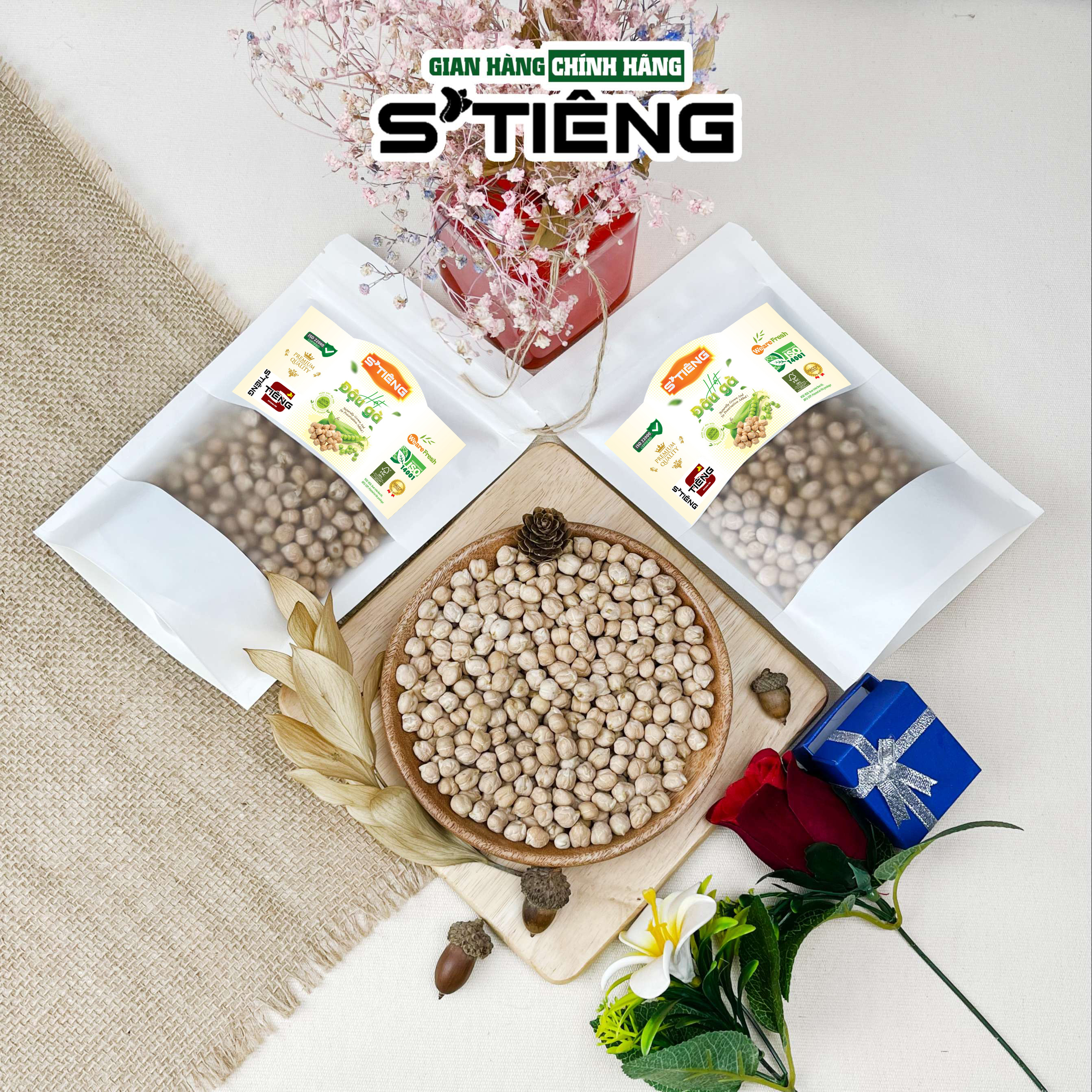 500Gr Hạt Đậu Gà Trắng Sống S'TIENG Chế Biến Món Ăn