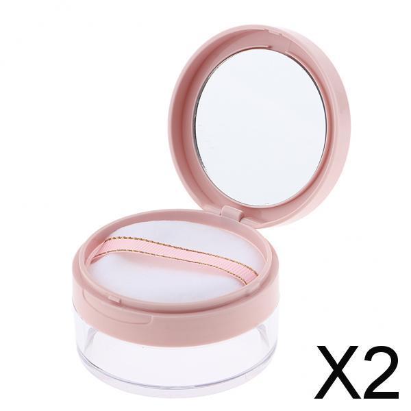 2xEmpty Loose Powder Case Blush Storage Container Talcum Powder Jar 20g Pink