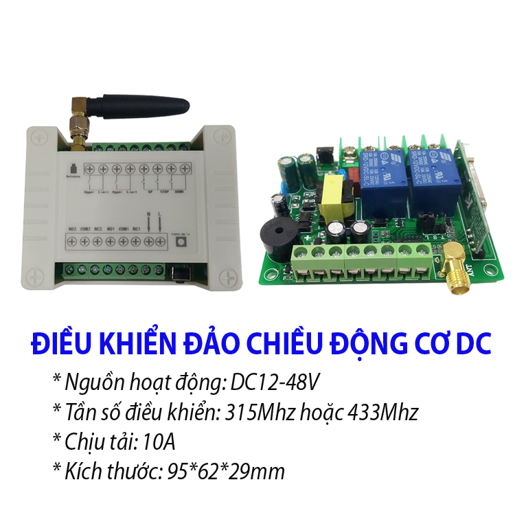 Công tắc điều khiển đảo chiều động cơ DC12-48V có hành trình V4 - Bộ kèm 2 Remote