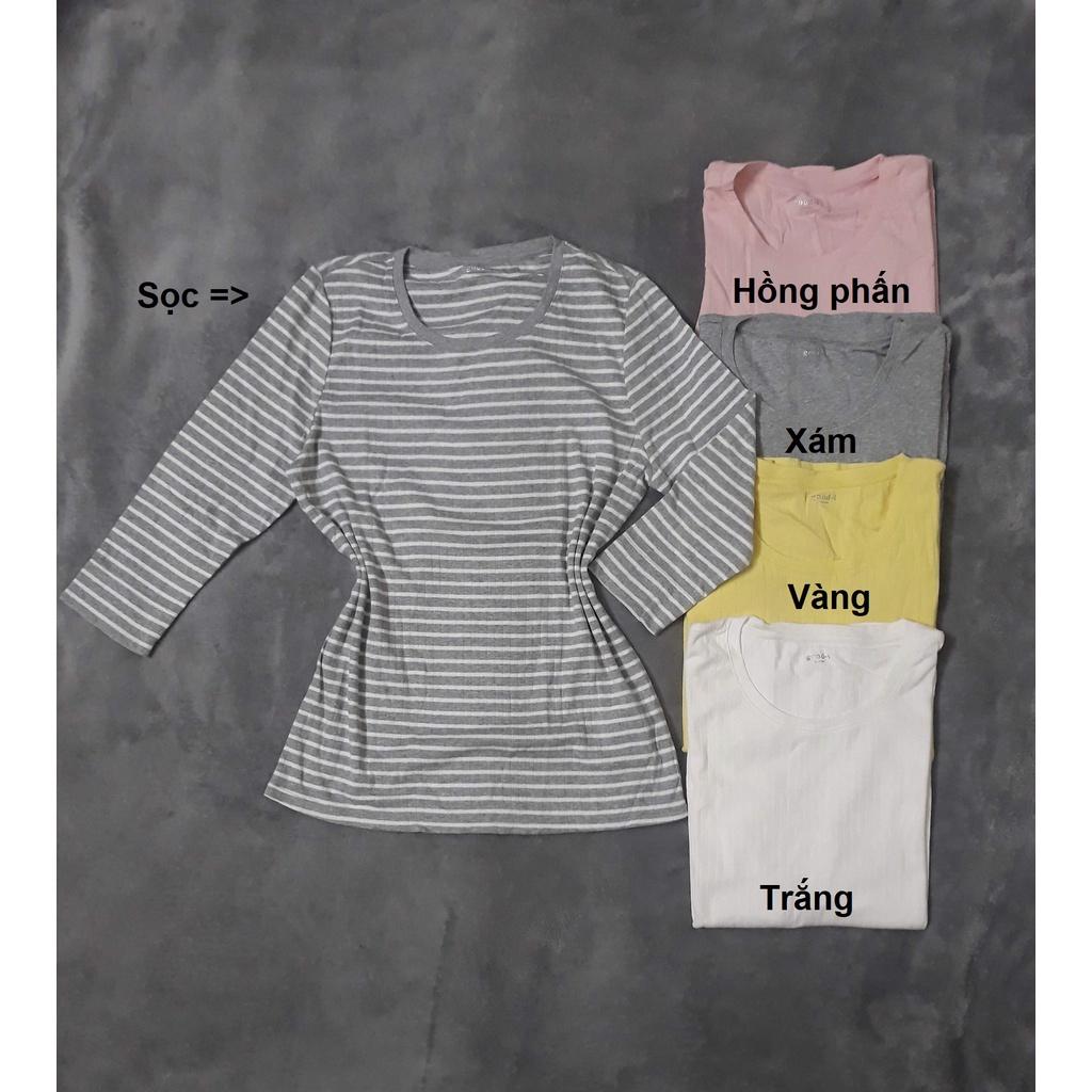 ÁO THUN COTTON TRƠN VÂN GÂN KIỂU TAY DÀI DÀNH CHO NỮ