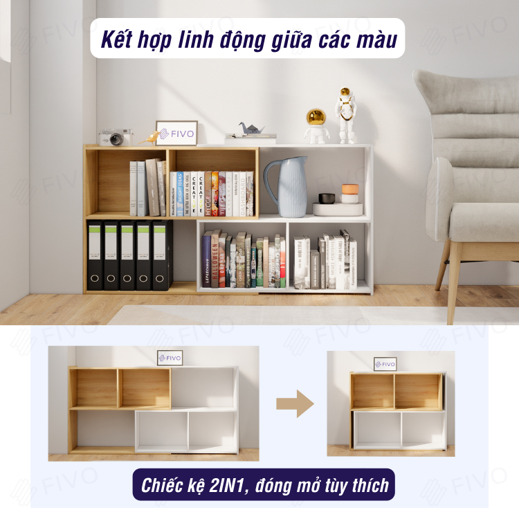 Kệ Sách Gỗ Cho Bé Nhiều Ngăn FIVO FB72, Nội Thất Thông Minh, Màu Sắc Đa Dạng Phù Hợp Cho Cả Bé Trai Và Bé Gái - 2 Tầng