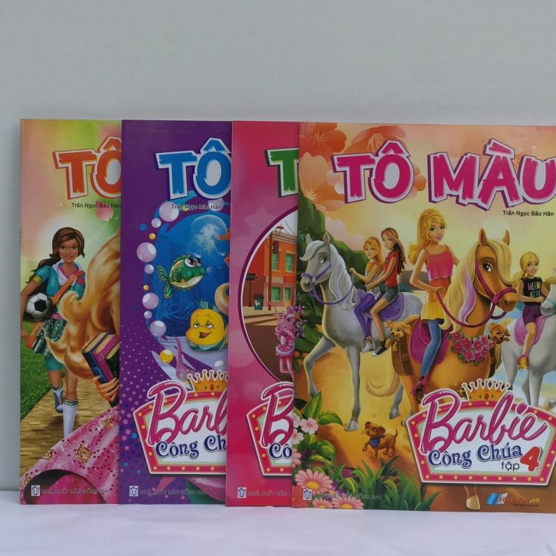 combo 4 tập/vở tô màu barbie cong chúa