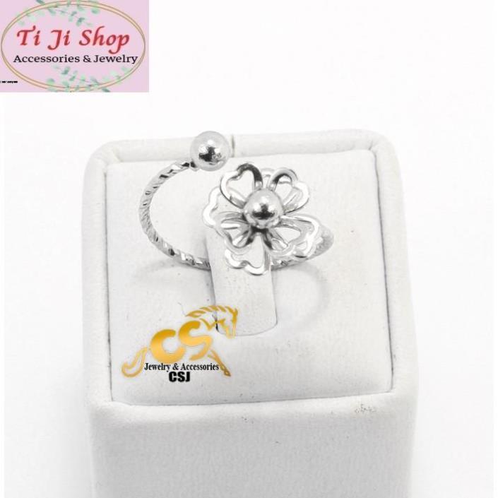 Nhẫn inox nữ Free size hình bông trà