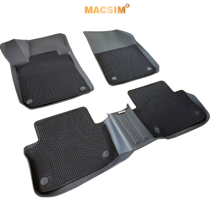 Thảm ô tô sd3 2 lớp dạng lưới lục giác Peugoet 408 màu đen bề mặt cao su siêu sạch - Nhãn hiệu Macsim