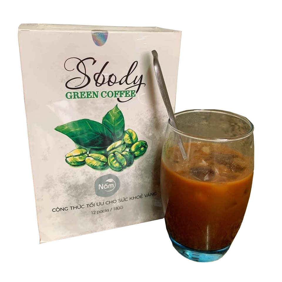 Nấm hỗ trợ Giảm Cân Sbody Green Coffee - Hộp 12 gói / 180G - Tặng kèm Thước dây đo vòng eo