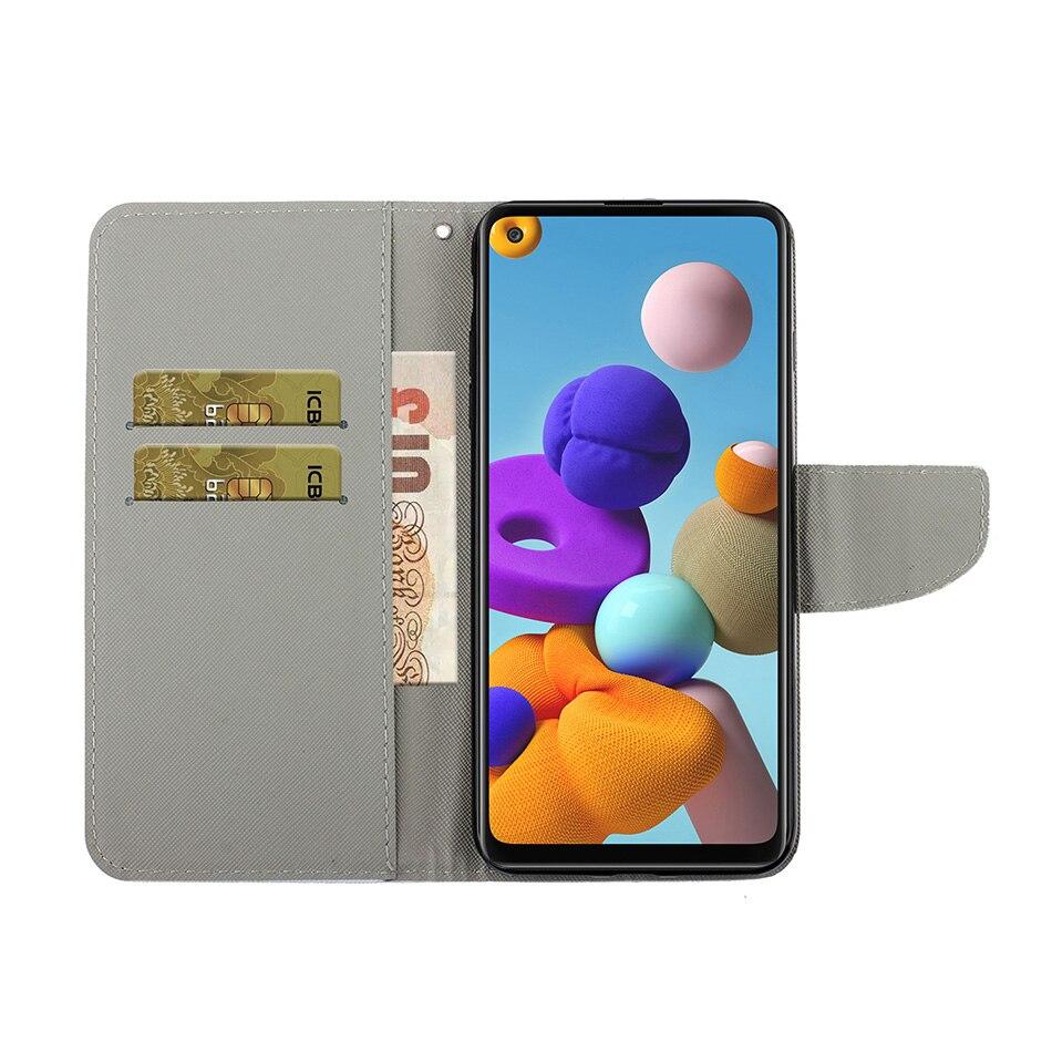 Bao Da Nắp Gập Họa Tiết Hoạt Hình Dễ Thương Cho Samsung Galaxy A72 A52 A42 A32 A12 A02S S21 S30 A70 S20 Fe