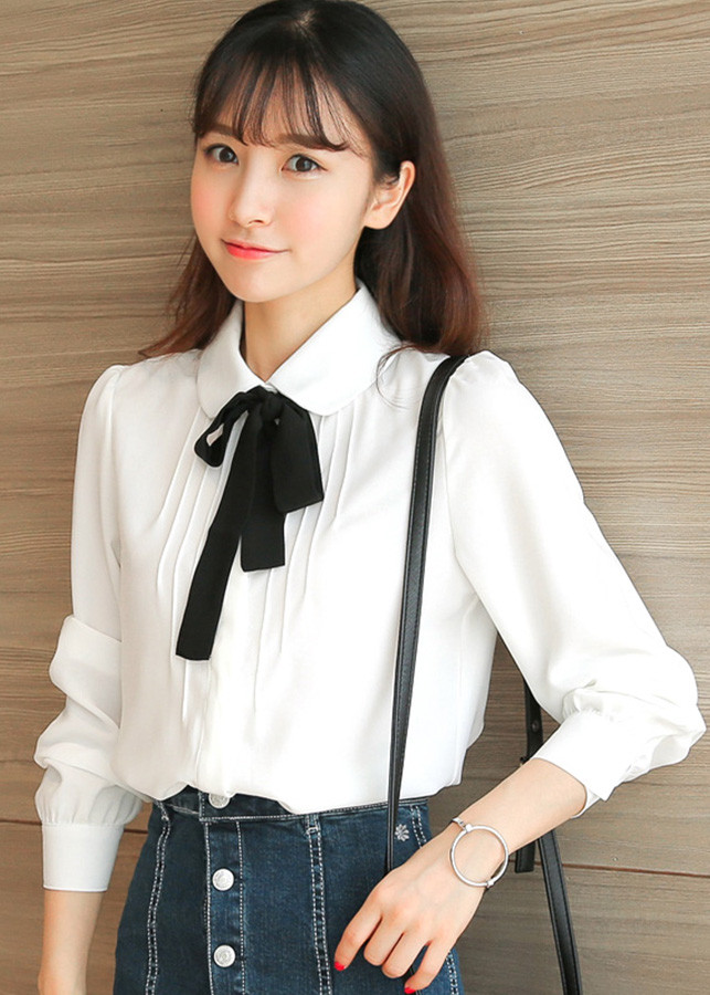 Sơ mi nữ kèm dây nơ sm117