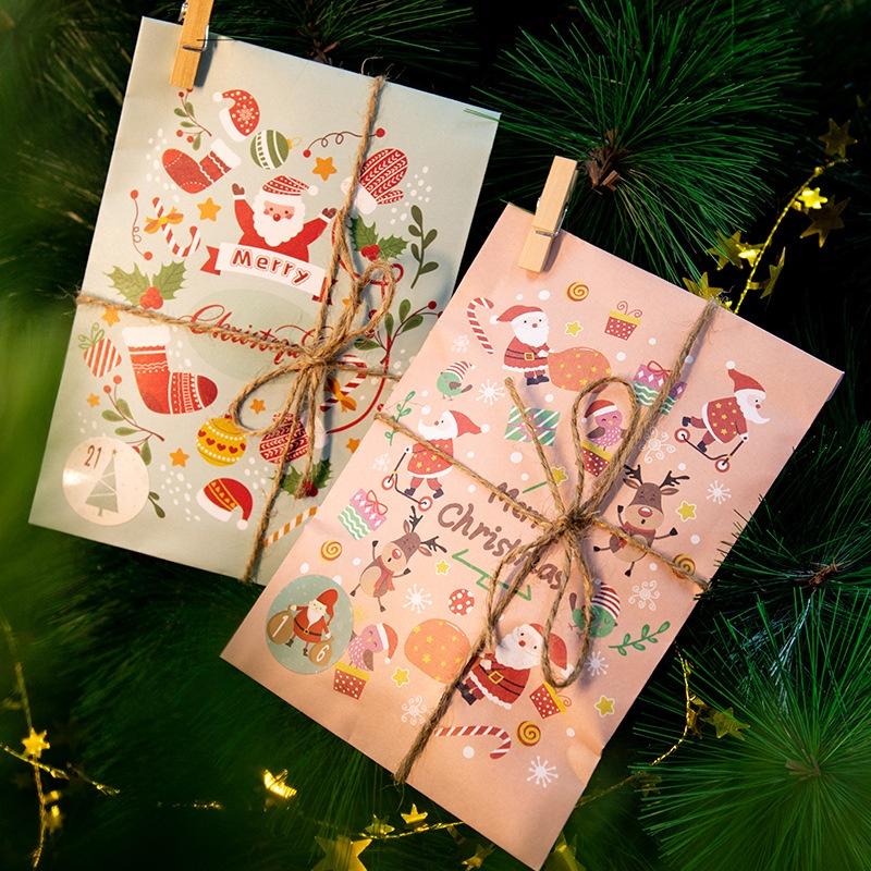 Set 24 túi giấy đựng quà giáng sinh