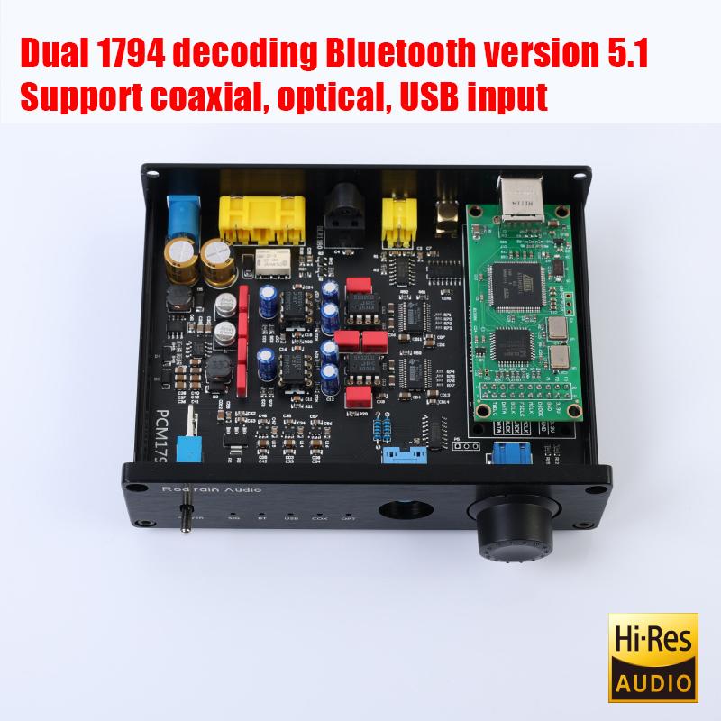 Rod Rain Audio Dual HIFI Sound Decoder Bluetooth 5.1 Headphone Amplifiers PCM1794 DAC QCC5125 Amanero USB Card LDAC DSD512 600