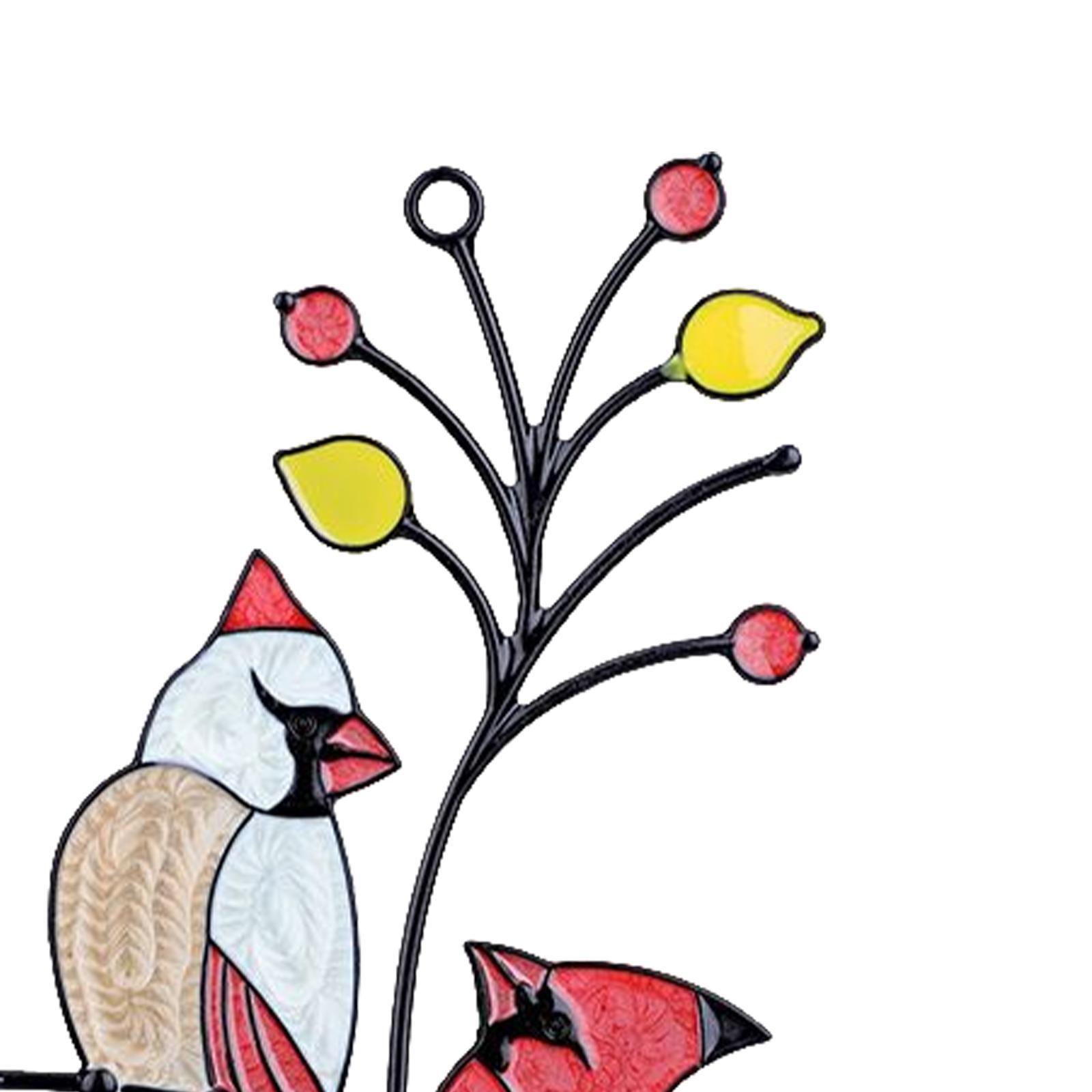 Metal Wall Art Decor Hanging Wall Sculptures Figurines Birds on The Branch Garden Statues for Patio Flowerbed Door Home Park