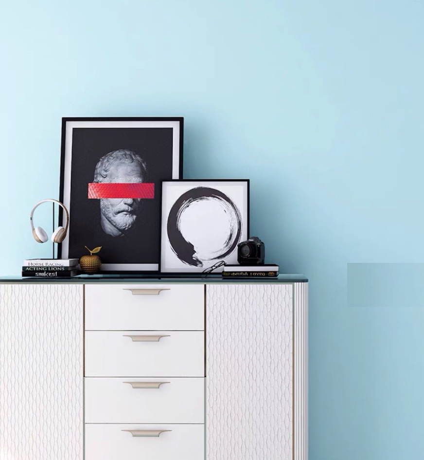 Combo 10 mét giấy dán tường, decal dán tường trang trí nhà cửa XANH DƯƠNG NHẠT khổ 45cm