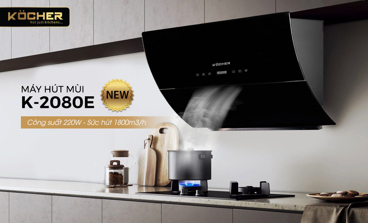 Máy hút mùi Kocher K-2080E (90CM) - Hàng Chính Hãng