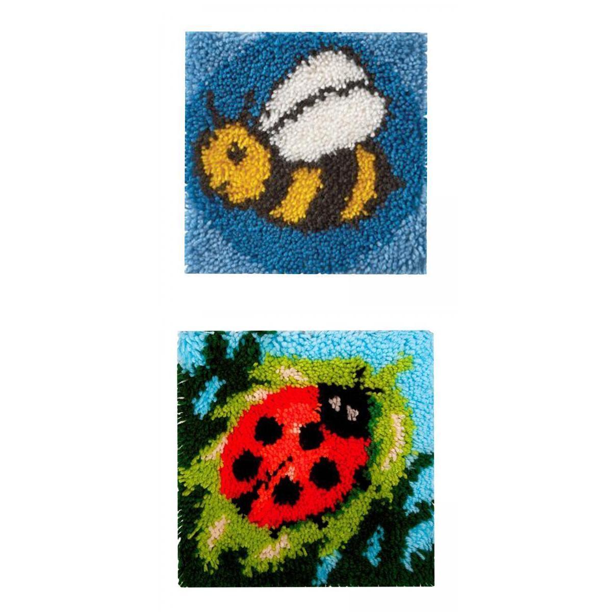 2 Sets Latch Hook Rugs Carpets Cushion Mat Making Kit Crafts for Beginner