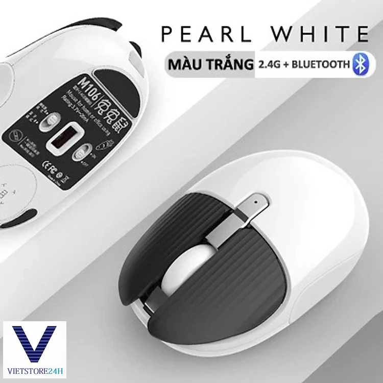 CHUỘT KHÔNG DÂY M106 KẾT NỐI BẰNG BLUETOOTH VÀ CHIP 2.4G SIÊU TIẾT KIỆM PIN, MÀU SẮC CÁ TÍNH, THIẾT KẾ NHỎ GỌN