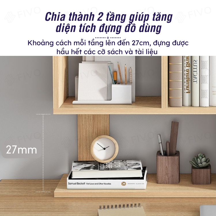 Kệ Sách Để Bàn Gỗ MDF FIVO FB20 Thích Hợp Cho Bàn Học Dễ Lắp Ráp (60 x 20 x 60 cm)- Hàng Chính Hãng