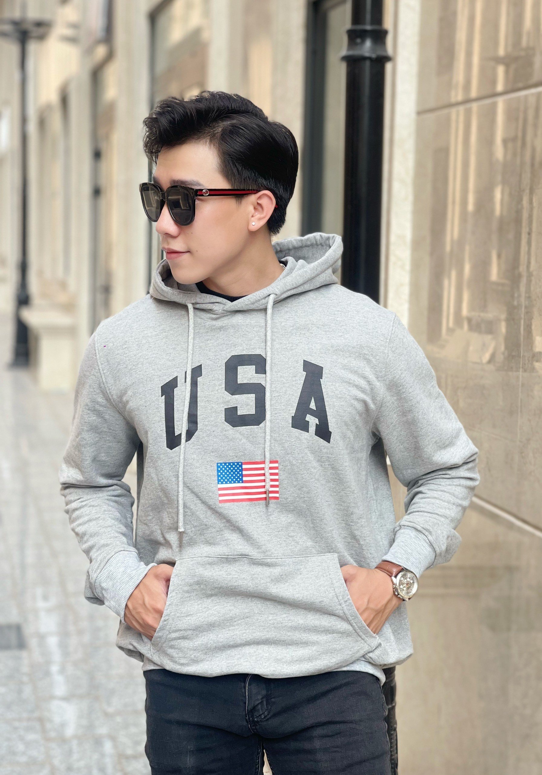 Áo Hoodie in chữ basic nam nữ unisex form rộng mặc cực đẹp, chất nỉ cotton Mỹ cao cấp, hợp mọi thời đại