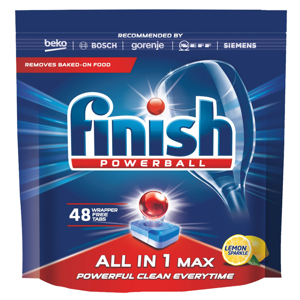 Túi 48 viên rửa chén Finish All In1 Max Dishwasher Tablets Lemon QT09439 - hương chanh