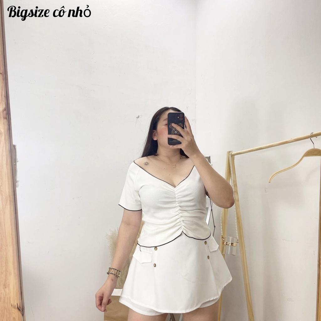 Áo thun tay ngắn bigsize nữ cổ chữ V rút dáng croptop co giãn mạnh A32 - Đen