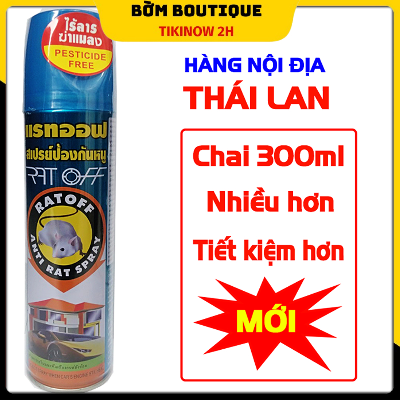 Chai Xịt Đuổi Chuột RAT OFF ANTI RAT SPRAY 300ML -Thảo Dược - Hương Bạc Hà