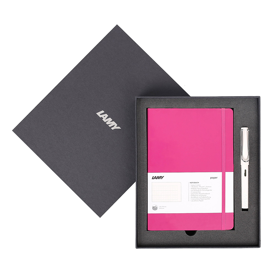 Gift Set Lamy Notebook A5 Softcover Pink+ Lamy Safari White - GSNSa0018