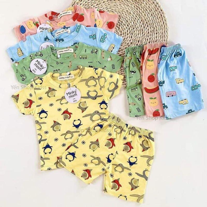 Bộ quần áo Cộc Tay Thun Lạnh Hình Thú cho Cho Bé Trai, Bé Gái