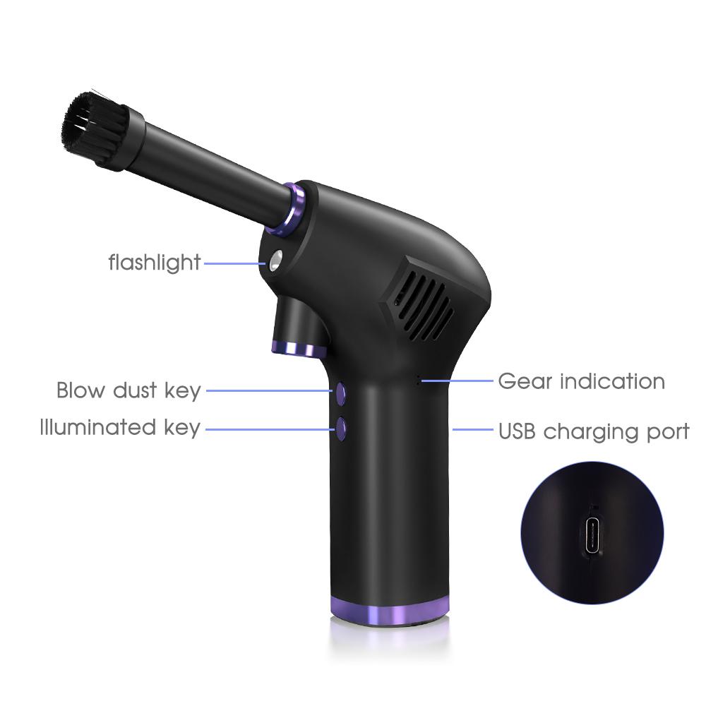 Duster không khí không dây dung tích lớn công suất lớn di động làm sạch máy thổi bụi máy thổi khí nén có thể sạc lại