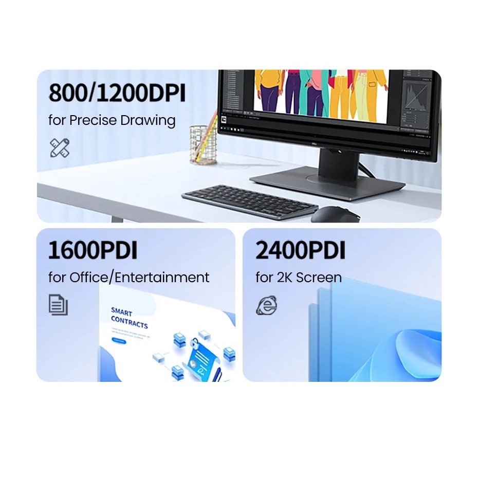 Chuột không dây 2.4G UGREEN MU105 | 4 mức điều chỉnh DPI | Độ yên tĩnh cao | Bảo Hành 18 Tháng - Hàng Chính Hãng