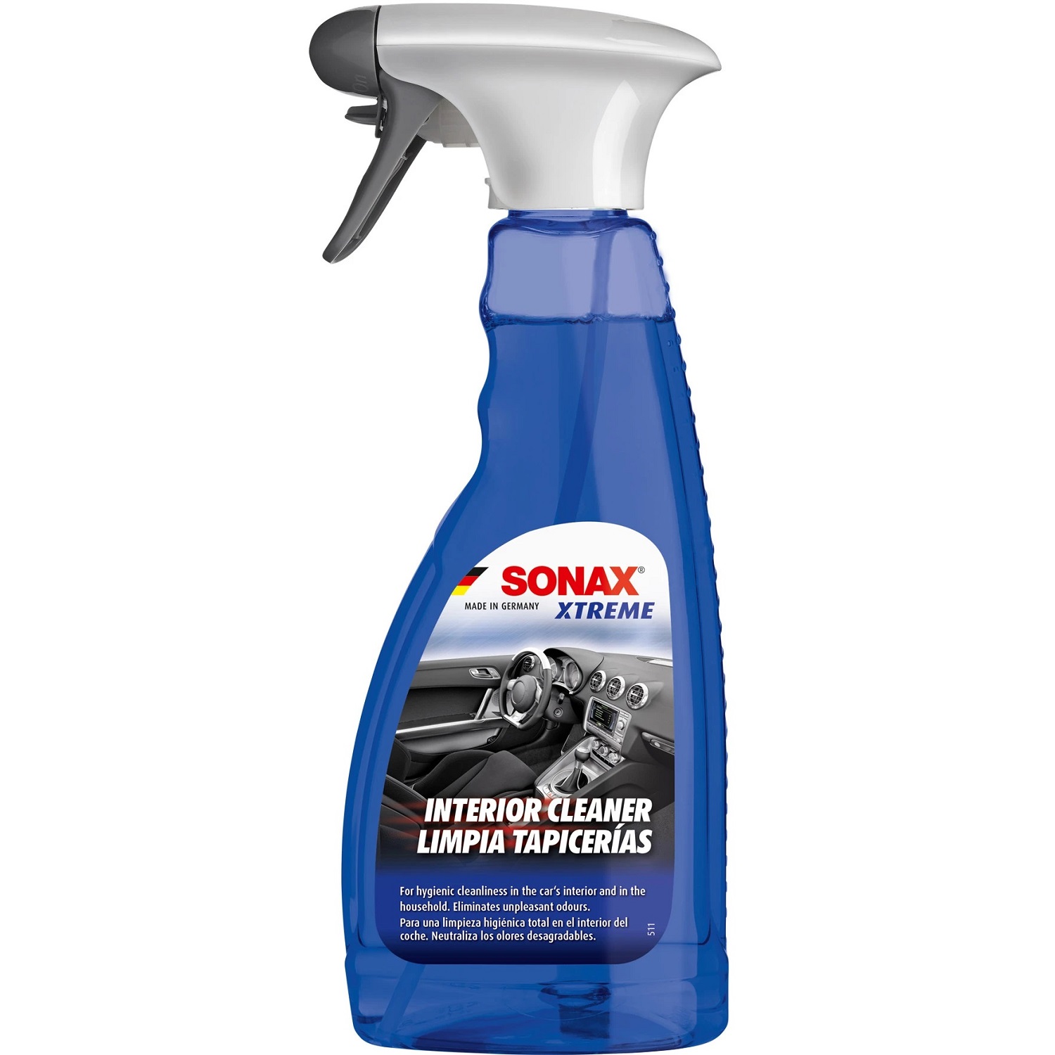 Chai xịt khử mùi và làm sạch nội thất xe Interior Cleaner Xtreme Sonax 221241 500ml tặng kèm 1 khăn  KL3030 màu ngẫu nhiên - Tẩy sạch vết bẩn cứng đầu,, tác dụng nhanh chóng và hiệu quả