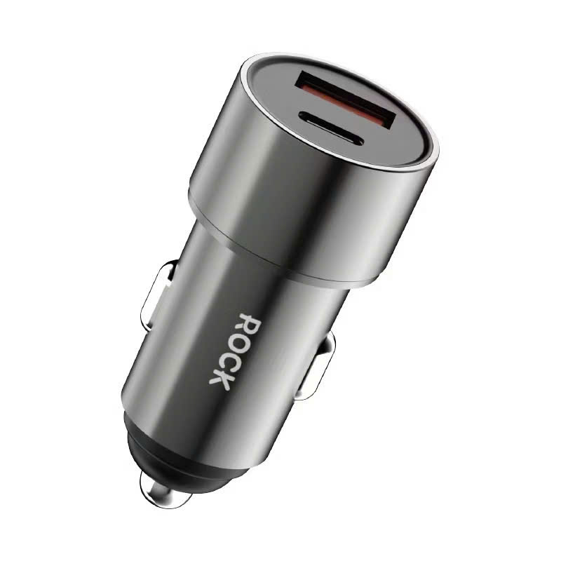 Củ sạc nhanh 15W trên xe hơi ROCKSPACE H20 Dual Port A+C 15W Car Charger Hàng chính hãng BH 2 tháng