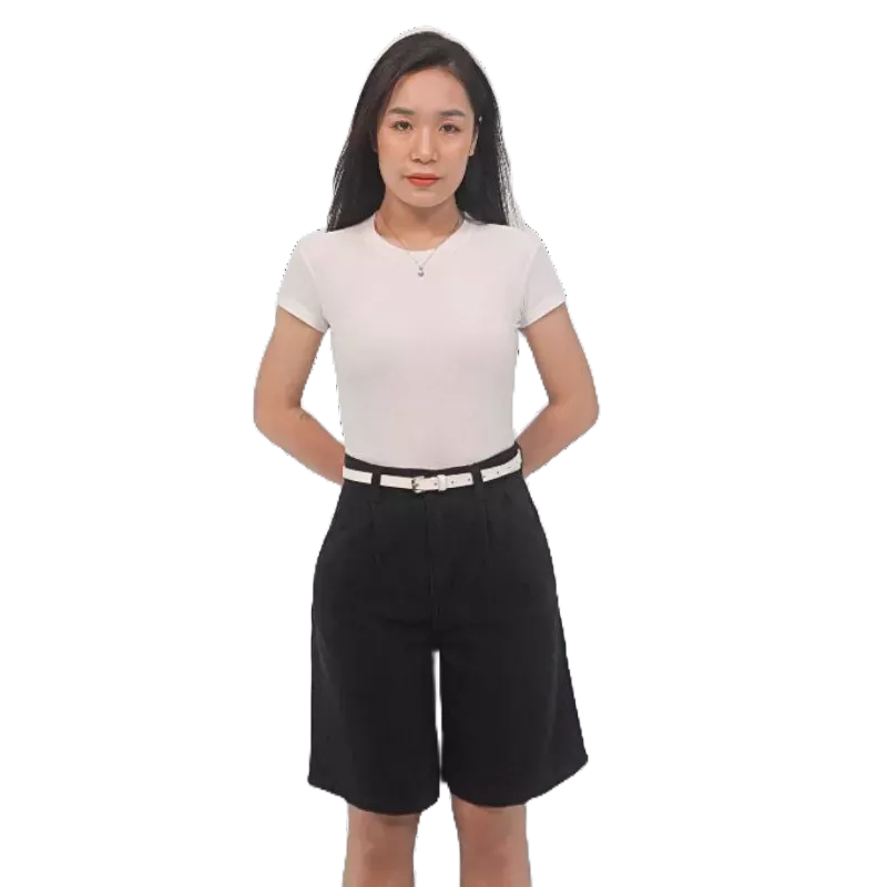 Quần Short Jean - Quần Shorts bò Cạp Cao, Quần Đùi Kaki Nữ Lưng Cao Ống Rộng Tua Gấu, thương hiệu Samma Jeans