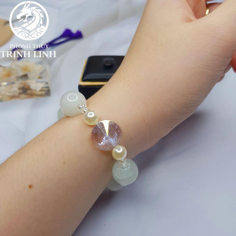 VÒNG CHUỖI PHA LÊ TRÒN MIX HẠT TRẮNG ĐỤC SIZE 12LY