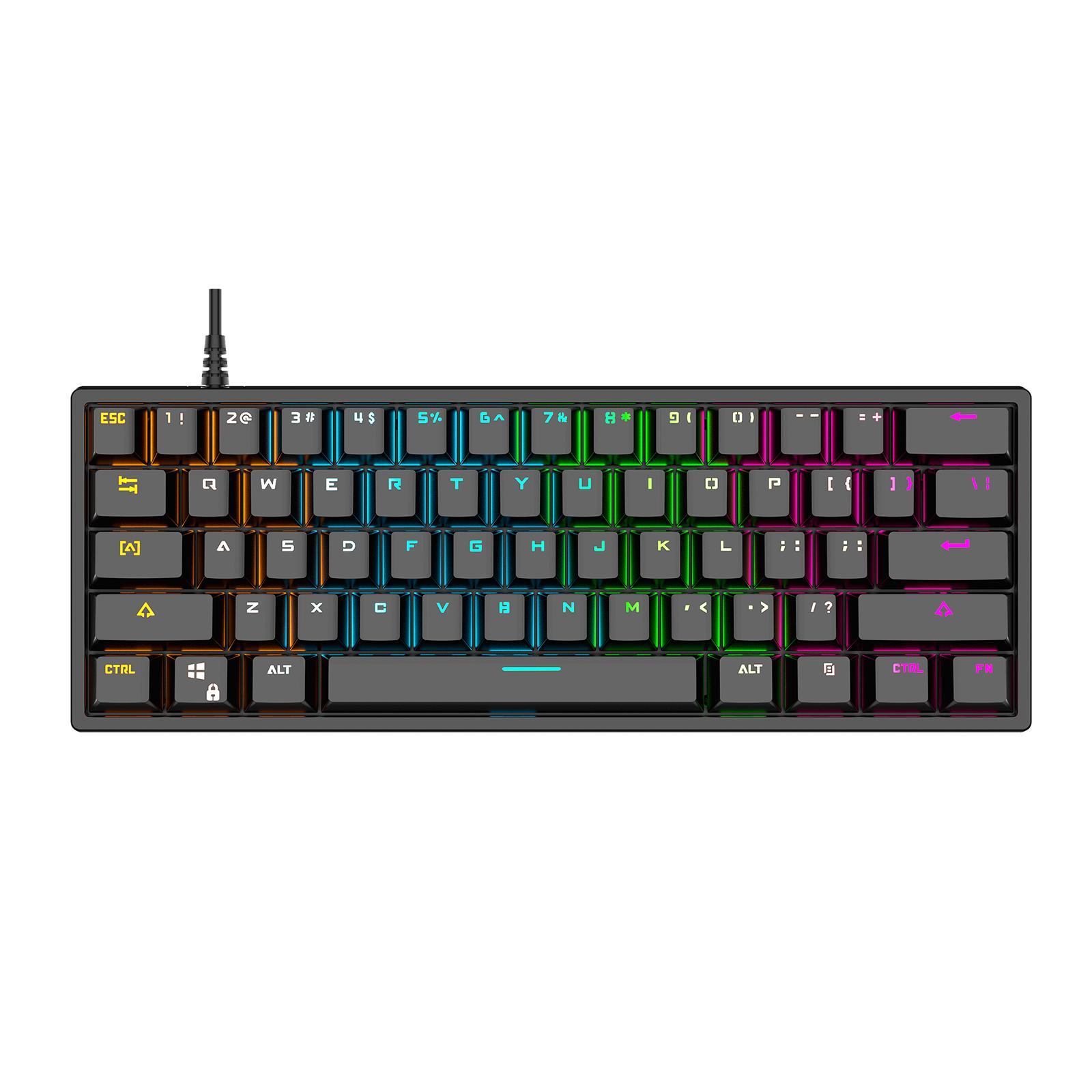 61 Keys Mechanical Keyboards RGB Illuminated Multi Color LED Backlit Wired