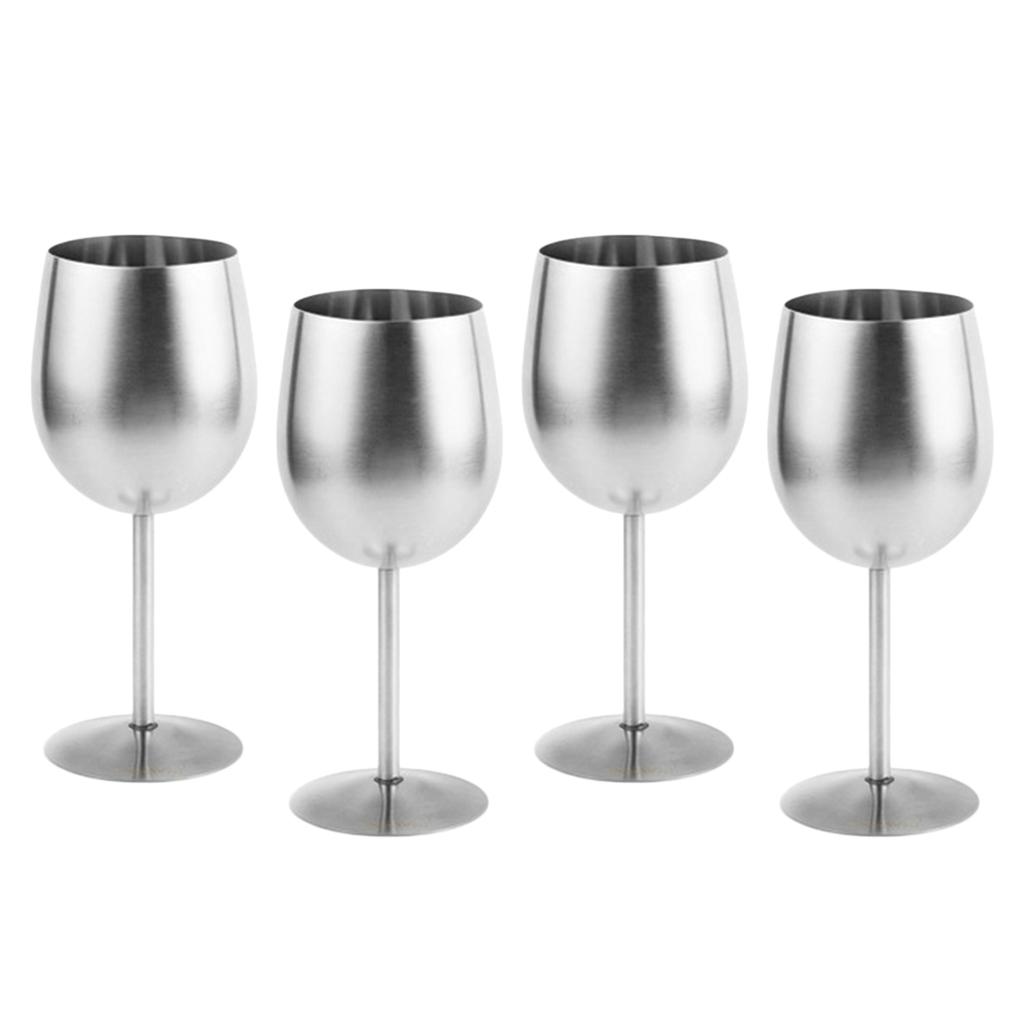 Set of 4, Stainless Steel Champagne Goblet 10oz Camping Home Kitchen Party