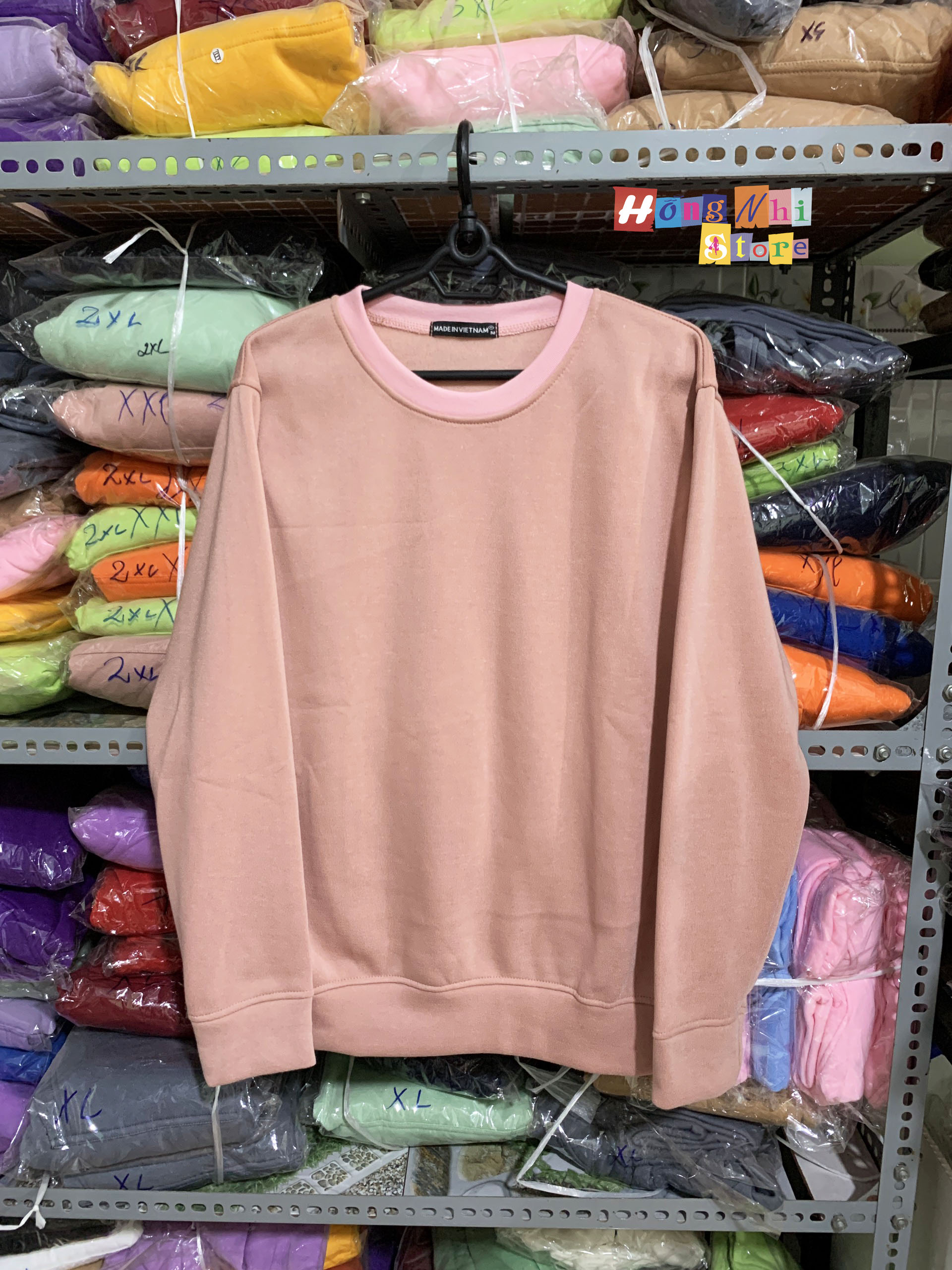 Áo Sweater Trơn Chất Nỉ Lót Bông Màu Hồng Ruốc - Sweater Unisex - MM