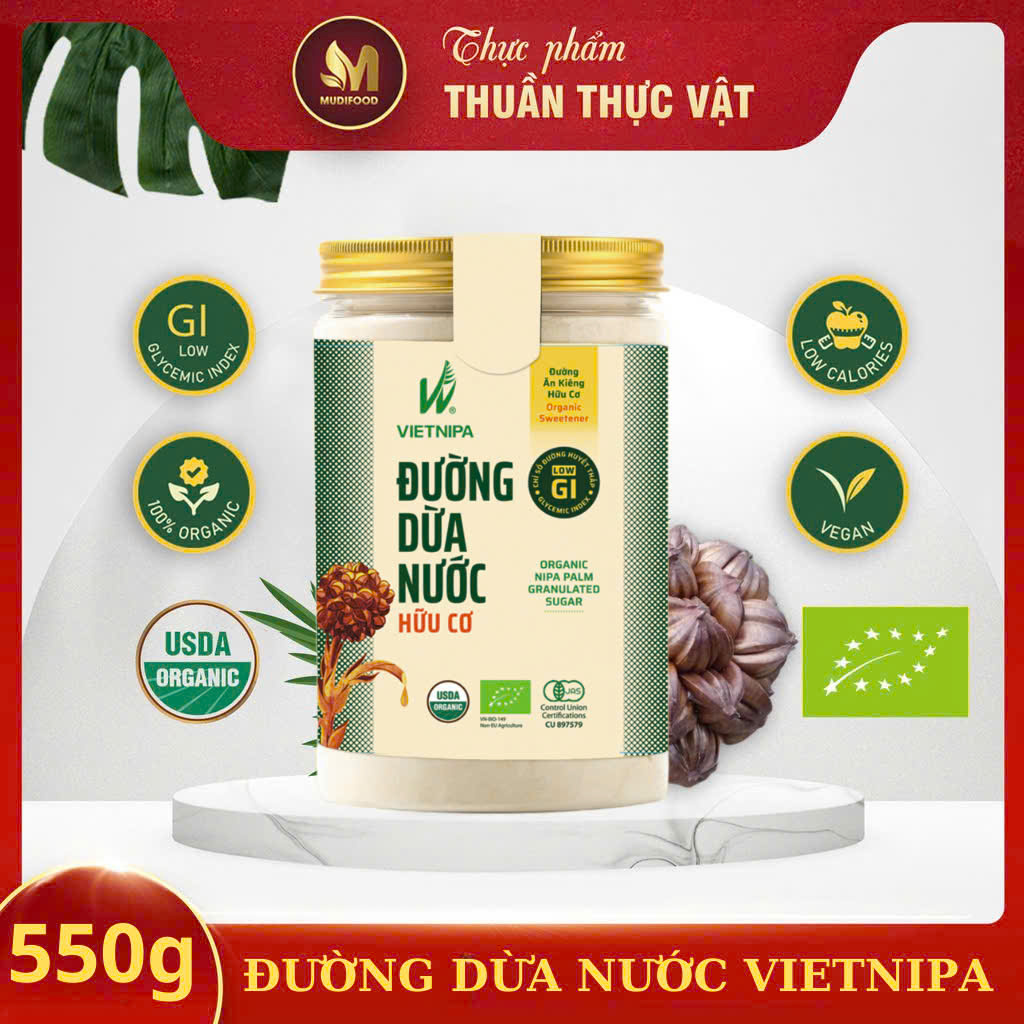 Đường Dừa Nước Vietnipa 550g -  Người Tiểu Đường, Ăn Kiêng, Hàm Lượng Vitamin Và Muối Khoáng Cao