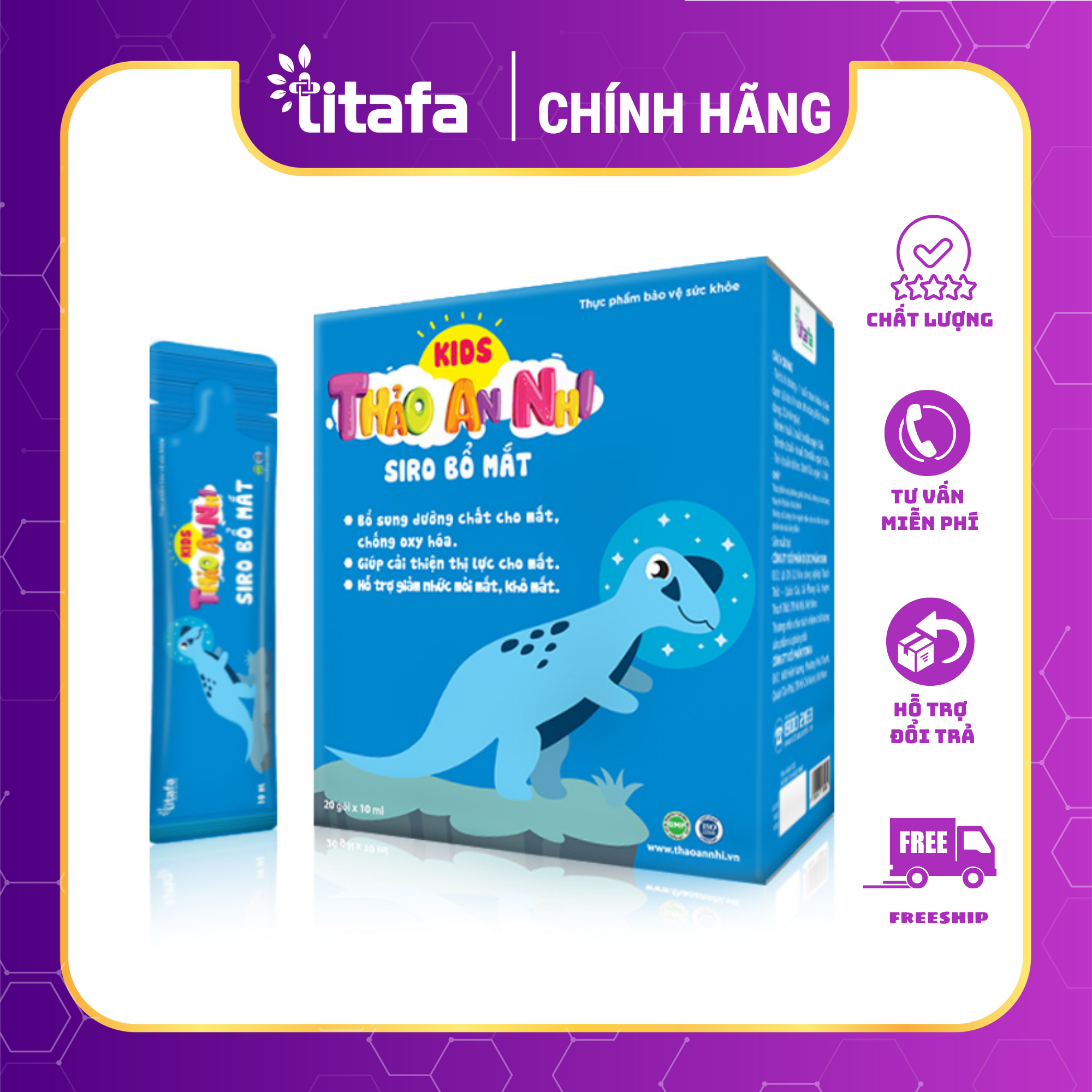 SIRO BỔ MẮT KIDS THẢO AN NHI - Cải thiện thị lực cho bé, giảm đau mắt, mỏi mắt cho bé