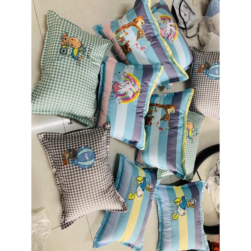 Gối cotton thêu hình ngộ nghĩnh kèm ruột 30x50cm