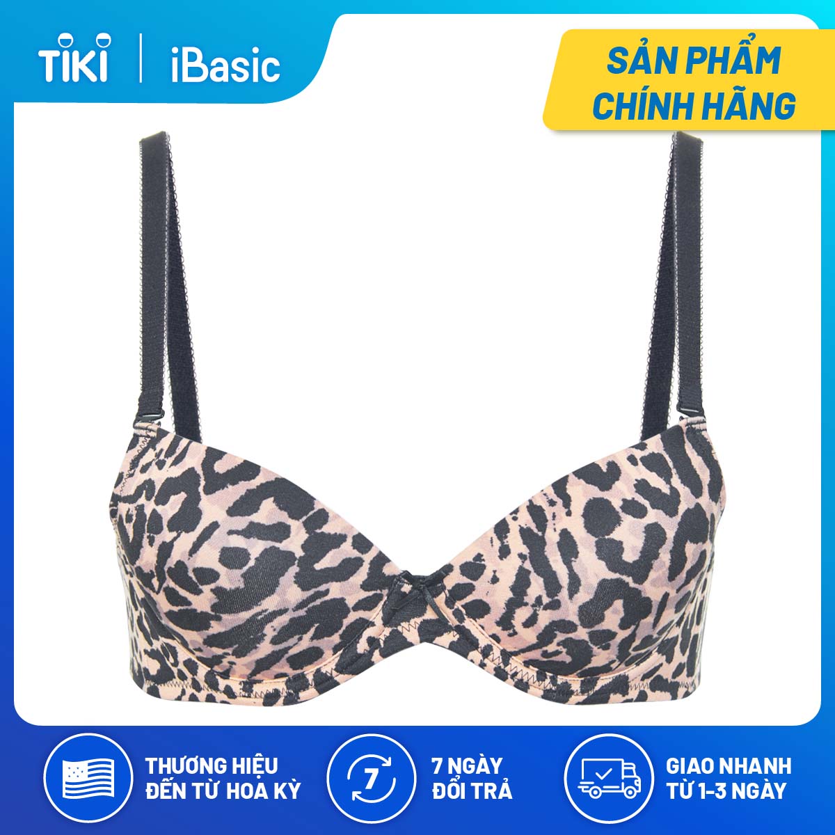 Áo ngực có gọng mút vừa cup demi hoạ tiết iBasic BRAW150