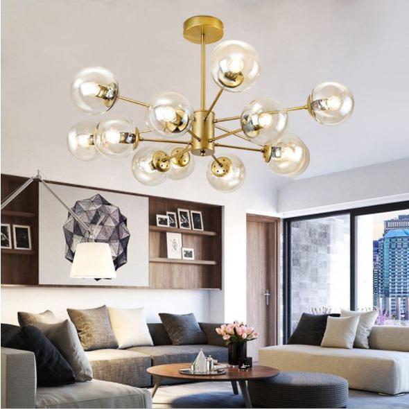 Đèn chùm GLEHIS cao cấp 12 bóng trang trí nội thất sang trọng, hiện đại - kèm bóng LED chuyên dụng.