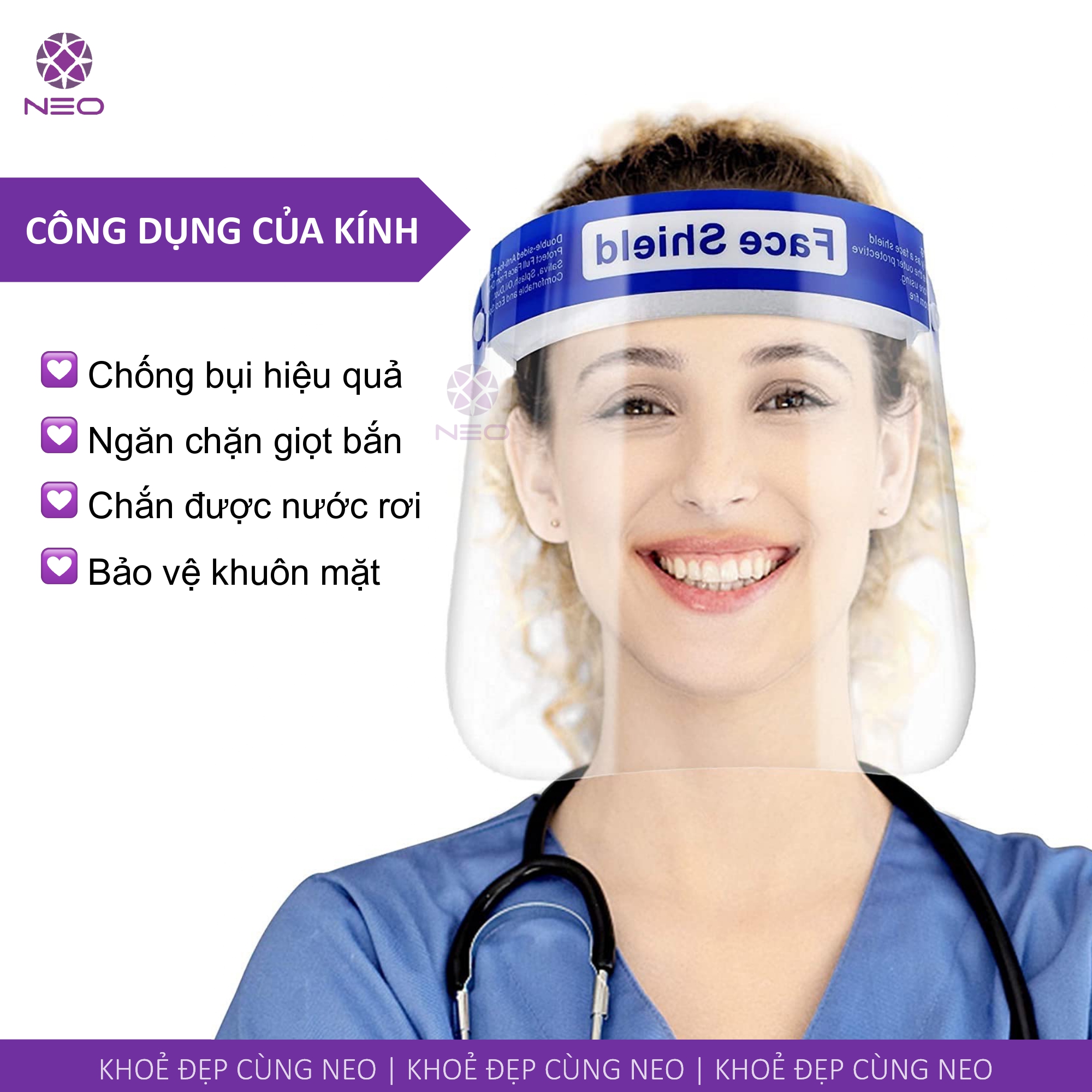 Kính Y Tế Đa Năng Phòng Dịch Chống Giọt Bắn/ Reusable Plastic Safety Face Shield