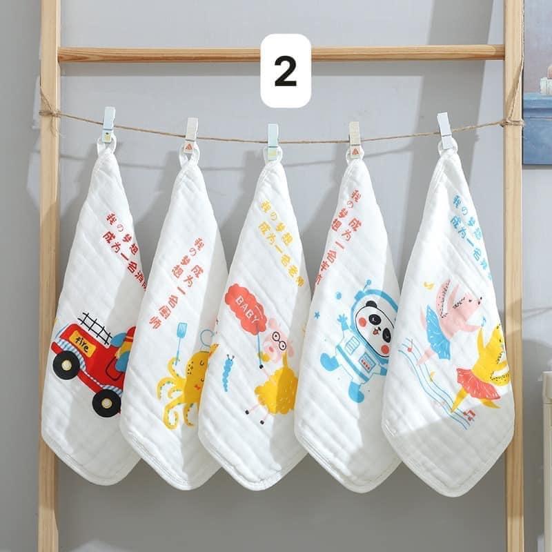 Set khăn mặt sợi che 6 lớp cho trẻ sơ sinh