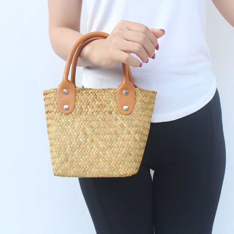 Túi nhỏ mây tre lá rơm dệt,túi xách tay nữ đan tay đi biển túi mini dệt thủ công handmade Giỏ đan lát wicker bags bamboo