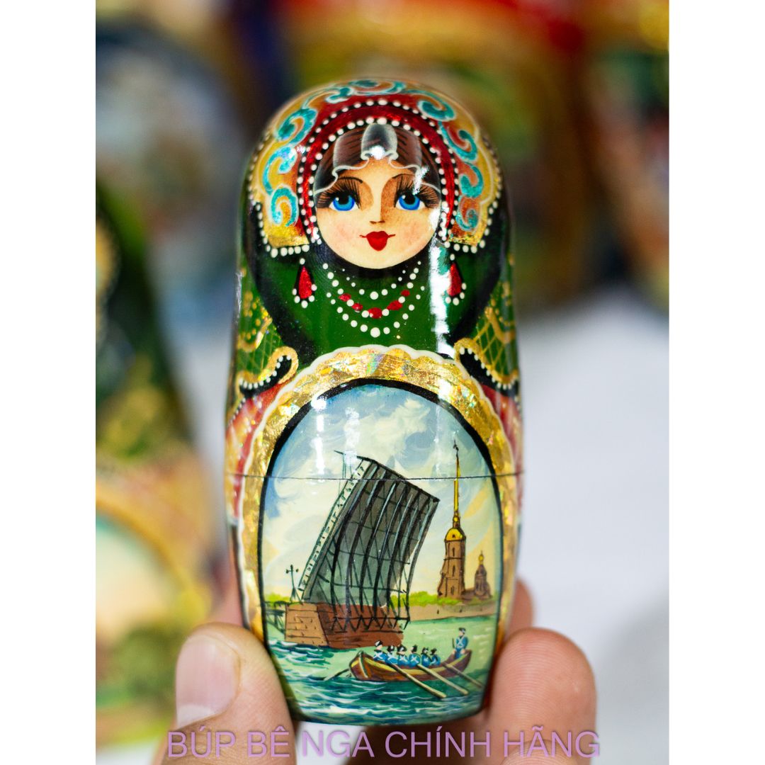 BỘ BÚP BÊ NGA MATRYOSHKA CAO CẤP 5 LỚP 18CM "PHONG CẢNH NƯỚC NGA" RẤT ĐẸP VÀ SANG TRỌNG