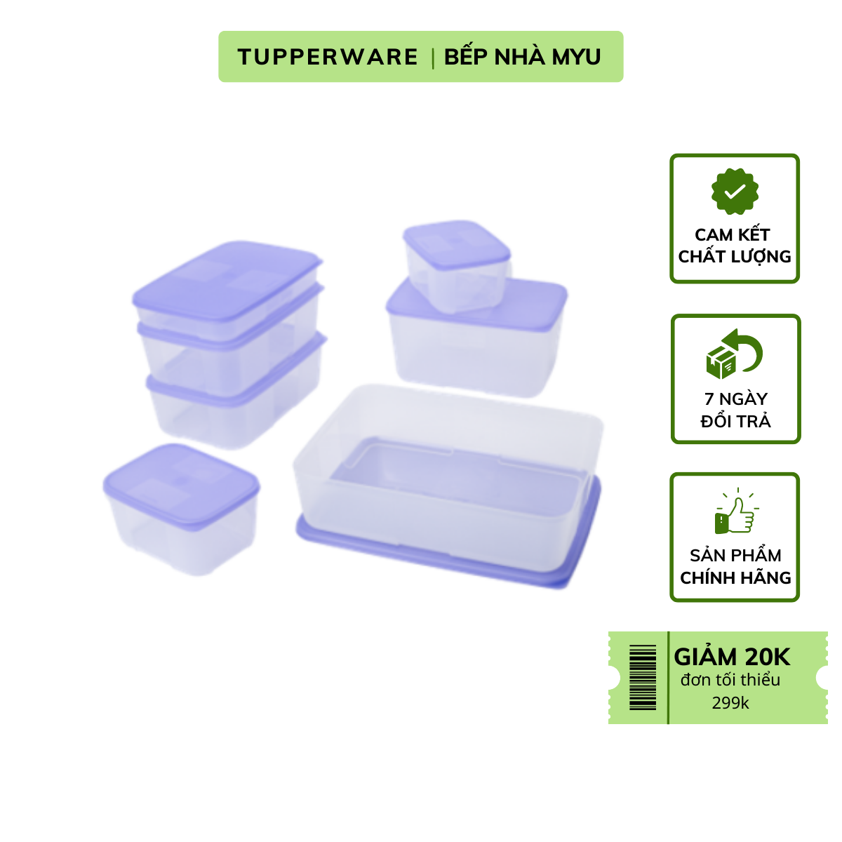 Bộ Hộp Tupperware Trữ Đông Freezermate Essentail (7 Hộp) - Hàng Chính Hãng