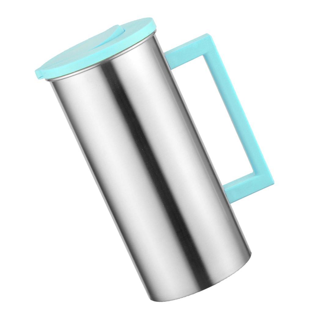2 Pcs Stainless Steel 1.8L Water Pitcher Green Jar Kitchen Restaurant Cafe